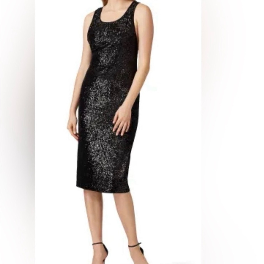 Diane Von Furstenberg Mercury Sequined Jersey Fitted Dress "Black" Size 4